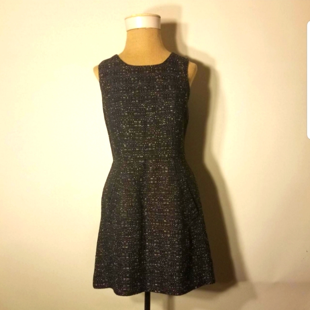 Banana Republic Black&Silver Tweed/Lurex/Fleck 1950's Style Cocktail Dress  Sz.4